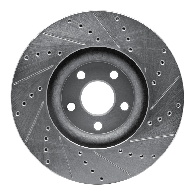 Lincoln MKZ Brake Rotor (1) - Front Left - R1 Concepts - Drilled & Slotted - Silver - `17-`20